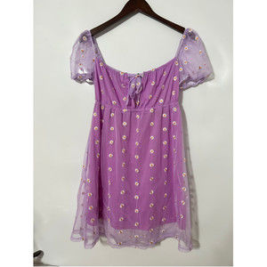 SHEIN Purple Daisy Dress Mesh Cottagecore Pastel